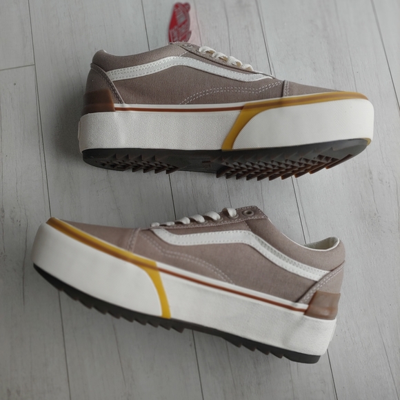 VANS NEW Old Skool Stacked Platform Shoes Cobblestone - Picture 4 of 13